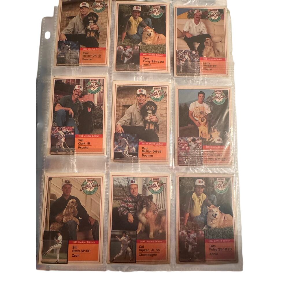 1993 Milk-Bone Super Stars Sealed 9 Card Lot 🐶 MLB Players w/ Dogs Ripken NOS